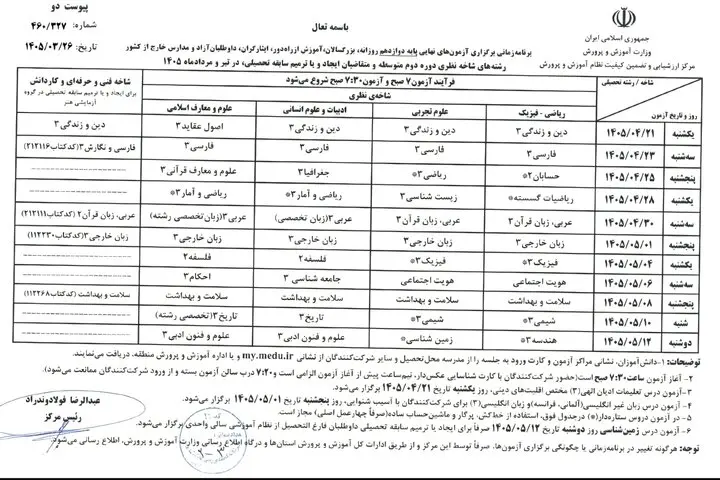 امتحانات نهایی