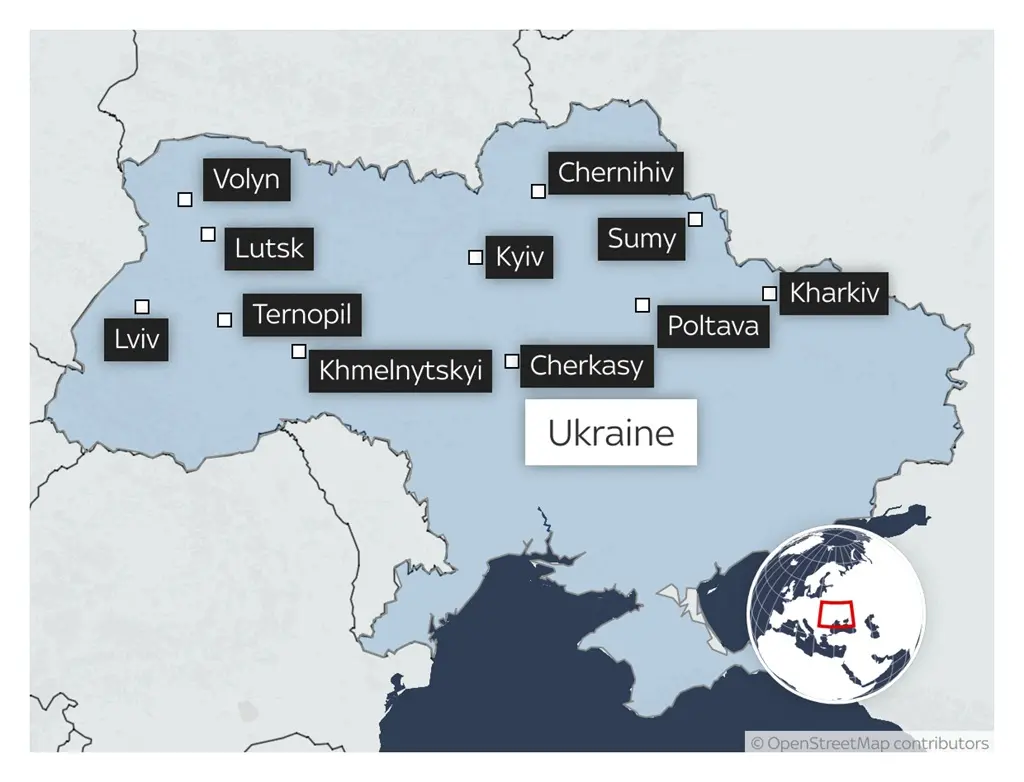 Map of Russian attacks overnight on ukraine