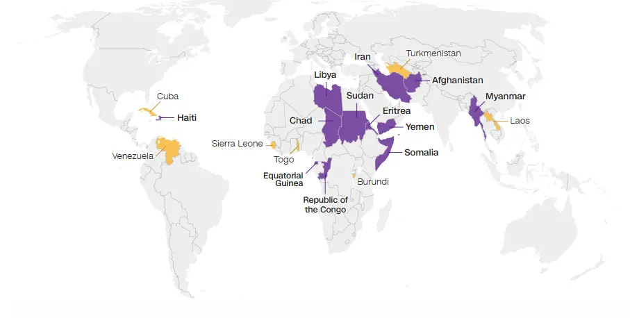 Countries affected by Trump’s new travel restrictions