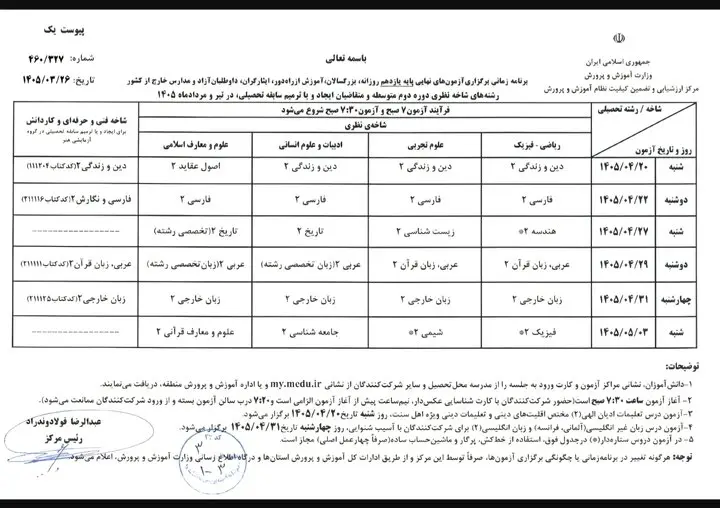 امتحانات نهایی