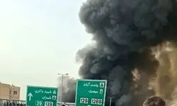 تصاویری از تلاش آتش نشانان برای اطفای آتش سوزی جنت آباد