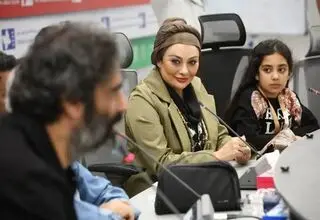 یکتا ناصر در کنار سوفیا و منوچهر هادی در نشست خبری یک فیلم/ عکس