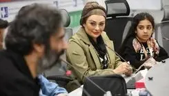 یکتا ناصر در کنار سوفیا و منوچهر هادی در نشست خبری یک فیلم/ عکس