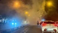 انتشار دود غلیظ در خیابان انقلاب تهران