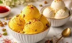 طرز تهیه بستنی سنتی زعفرانی بدون دستگاه و بدون ثعلب