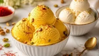 طرز تهیه بستنی سنتی زعفرانی بدون دستگاه و بدون ثعلب