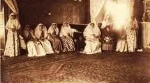 عکس/ مجلس بزم در حرمسرای شاه قاجار با تیپ زننده همسران شاه