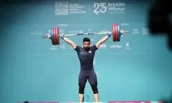 نقره علیرضا معینی در حرکت یک‌ضرب وزن ۹۴ کیلوگرم