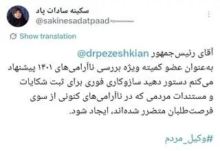 سکینه سادات پاد خواهان ساز و کاری برای شکایت مردم از فرصت طلبان شد
