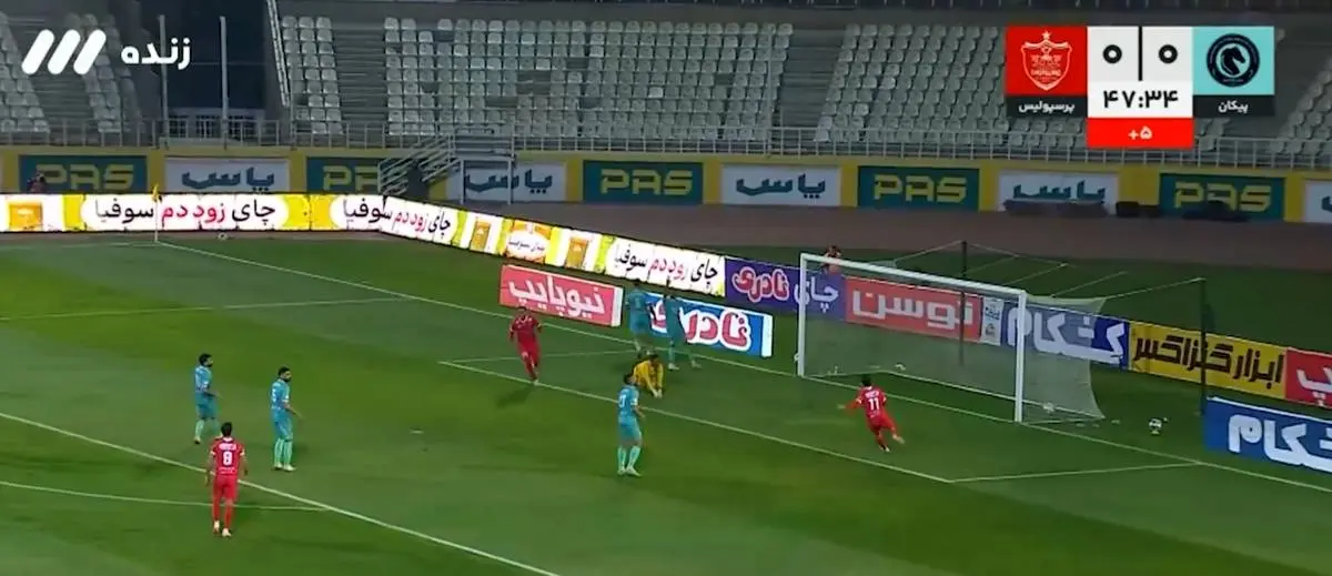 گل اول پرسپولیس مقابل پیکان با ضربه فنی اورونوفو+یدیو