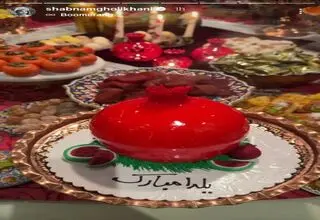 ضیافت لاکچری و جذاب شبنم قلی‌خانی ، بازیگر آنام برای شب یلدا+عکس و فیلم