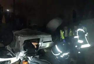 تصادف ۲ دستگاه خودرو سواری در جاده کندوان