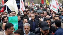 همراهی رئیس‌جمهور با راهپیمایان روز قدس تهران