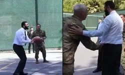 بسکتبال بازی احمد الشرع با فرماندهان آمریکایی