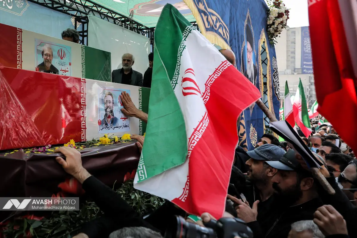 مراسم تشییع «علی لاریجانی»، «غلامرضا سلیمانی» و قهرمانان «ناو دنا»