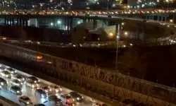ترافیک سنگین در شب یلدا در اتوبان چمران تهران+فیلم 