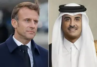 تاکید ماکرون و امیر قطر بر لزوم کاهش تنش‌ها در منطقه

