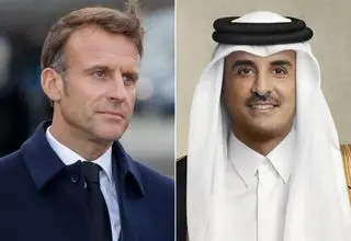 تاکید ماکرون و امیر قطر بر لزوم کاهش تنش‌ها در منطقه
