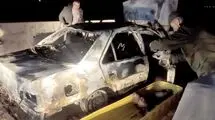 راننده جوان زنده زنده در پژو پارس سوخت