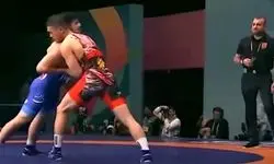 ضربه فنی کشتی گیر ایران با فن کنده فرنگی+ویدیو
