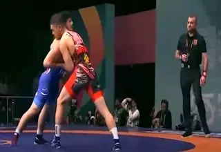 ضربه فنی کشتی گیر ایران با فن کنده فرنگی+ویدیو
