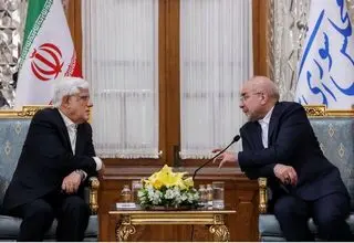دیدار نوروزی محمدرضا عارف با رئیس مجلس 