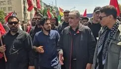 حضور رئیس سازمان انرژی اتمی ایران در مراسم تشییع رهبر شهید انقلاب اسلامی
