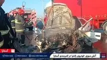 تصادف رانندگی در کمربندی آستارا / زانتیا در آتش سوخت