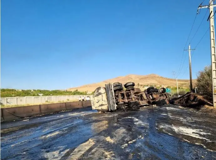 مرگ یک راننده بر اثر آتش گرفتن تانکر سوخت