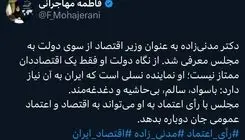 مدنی‌زاده به‌عنوان یک اقتصاددان به مجلس معرفی شد
