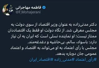 مدنی‌زاده به‌عنوان یک اقتصاددان به مجلس معرفی شد
