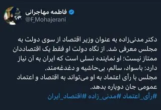 مدنی‌زاده به‌عنوان یک اقتصاددان به مجلس معرفی شد
