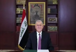 پیام تبریک رئیس‌جمهور عراق به آیت‌الله سید مجتبی خامنه‌ای به مناسبت رهبری ایران
