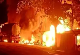 مرگ دلخراش راننده ۴۴ساله در واژگونی و اتش سوزی تانکر سوخت!