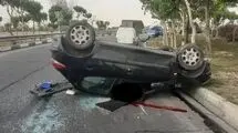 واژگونی مرگبار پژو ۲۰۶ در بزرگراه تهران–قم 
