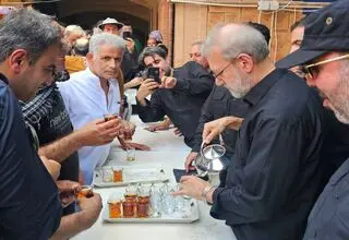 حضور لاریجانی در مسیر اربعین و دیدار با زوار
