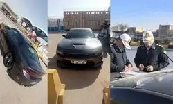 دوج چلنجر مشکی که با سرعت 210 کیلومتر در اتوبان قم درحرکت بود متوقف شد