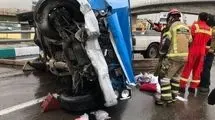 واژگونی مرگبار نیسان در بزرگراه باکری