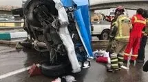 واژگونی مرگبار نیسان در بزرگراه باکری