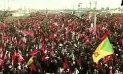 پیکر رهبر شهید وارد مسیر تشییع در بلوار پیامبر اعظم قم شد