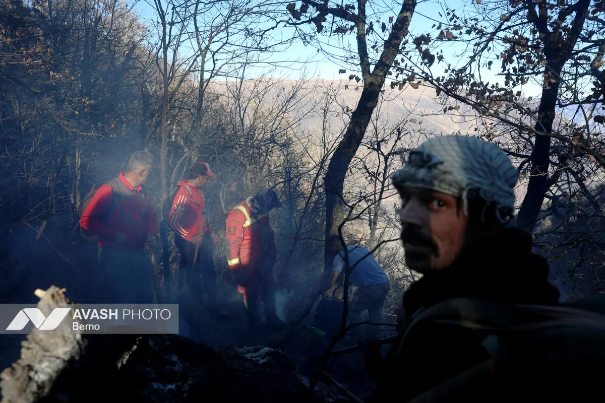 عملیات مهار آتش‌سوزی مناطق کوهستانی روستاهای دلیر و الیت