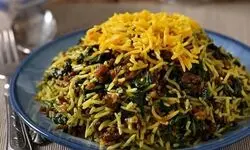 طرز تهیه اسفناج پلو با مرغ و رب انار