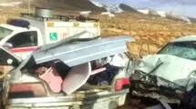 یک فوتی و ۱۰ مصدوم در حادثه برخورد دو خودرو