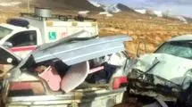 یک فوتی و ۱۰ مصدوم در حادثه برخورد دو خودرو
