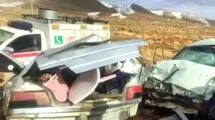 یک فوتی و ۱۰ مصدوم در حادثه برخورد دو خودرو