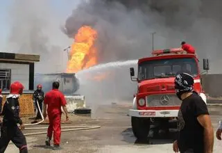 مرگ ۲ نفر در آتش سوزی یک دستگاه اتوبوس در محور خاش - زاهدان