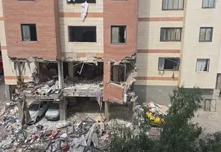 فیلم جدید از محل حادثه انفجار ساختمان مسکونی پردیسان قم