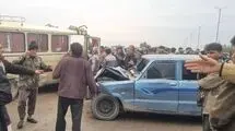 ۱۹ کشته و مصدوم در تصادف شدید مینی بوس و وانت در شوش