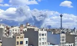 آتش سوزی در شریعتی تهران پس از بمباران امروز ؛هم‌اکنون