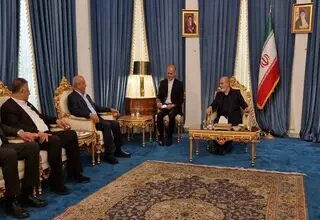 دیدار دبیر شورای عالی امنیت ملی کشورمان با معاون دبیرکل جبهه مردمی آزادی فلسطین 